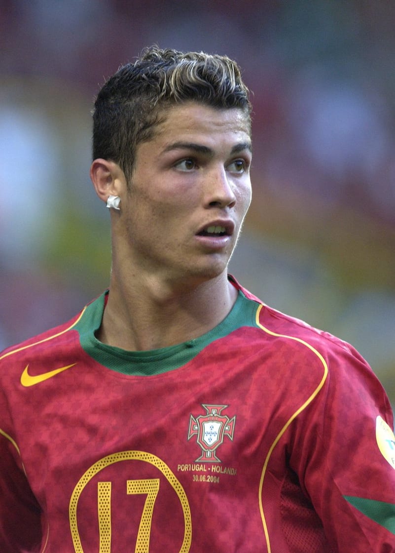 A teenage Cristiano Ronaldo in the number 17 Portugal shirt at Euro 2004